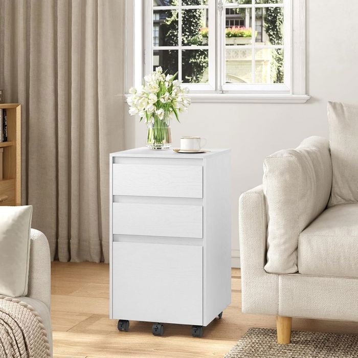 WOLTU Mobile Pedestal - Office Storage Unit with 3 Drawers - 40x40x70cm - White W0ATT0863
