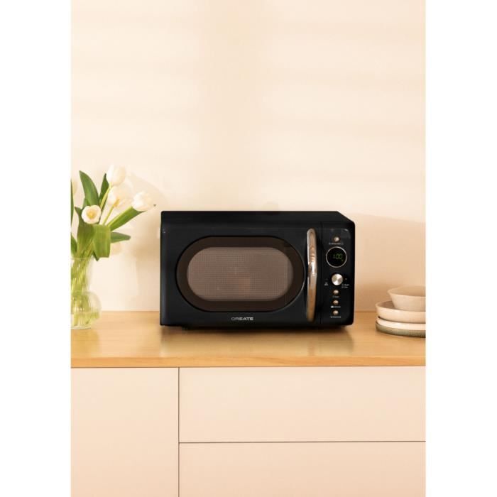 Micro-ondes rétro - Create - 20L - Gril 900W - Écran LCD - Facile à nettoyer