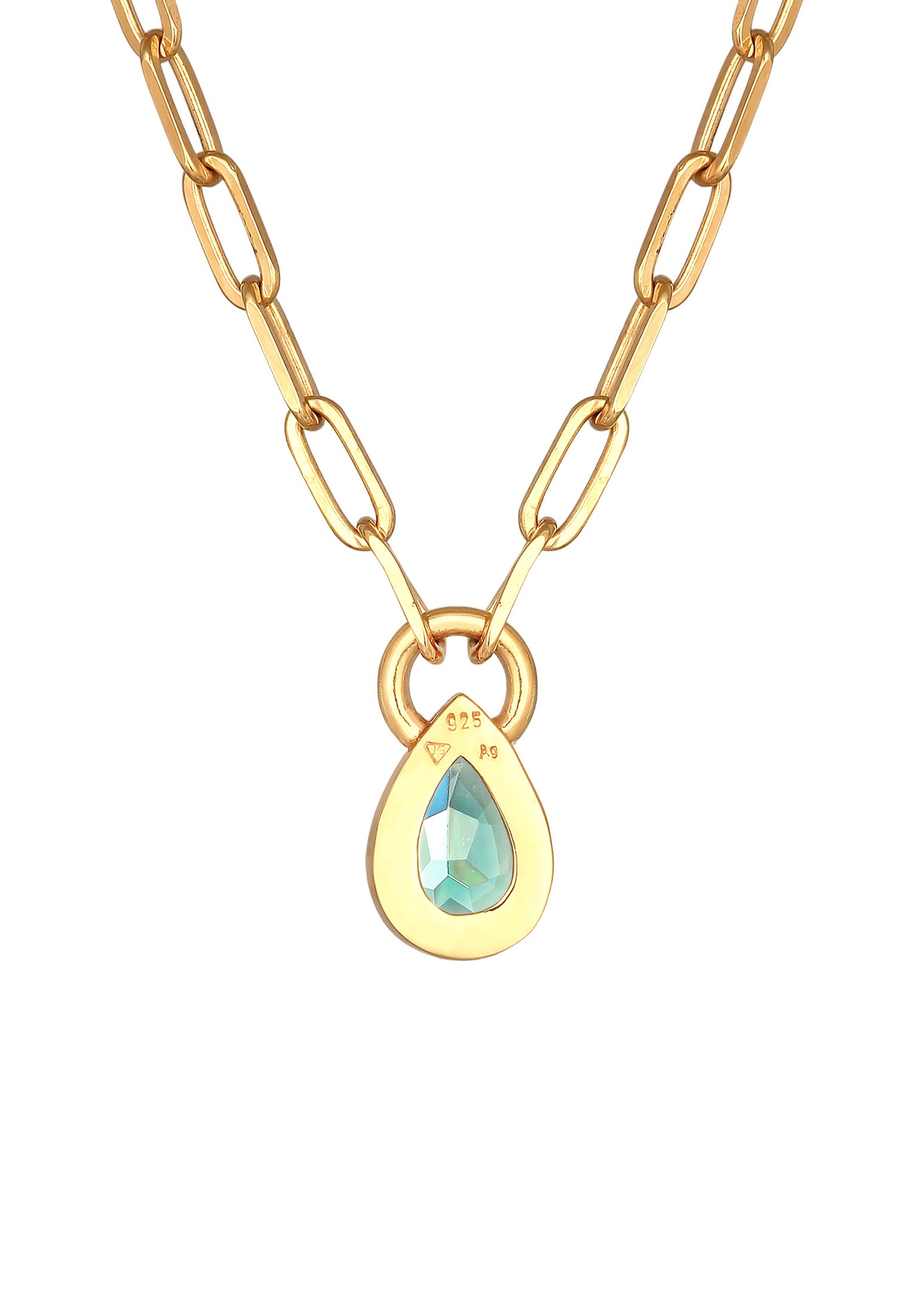 Elli PREMIUM Femmes Goutte pendentif aspect chaîne avec quartz en argent sterling 925 rhodié