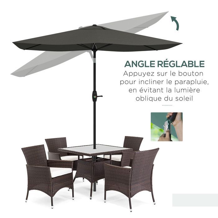 Outsunny - Parasol - Aluminium - 290x200x248cm - Grijs