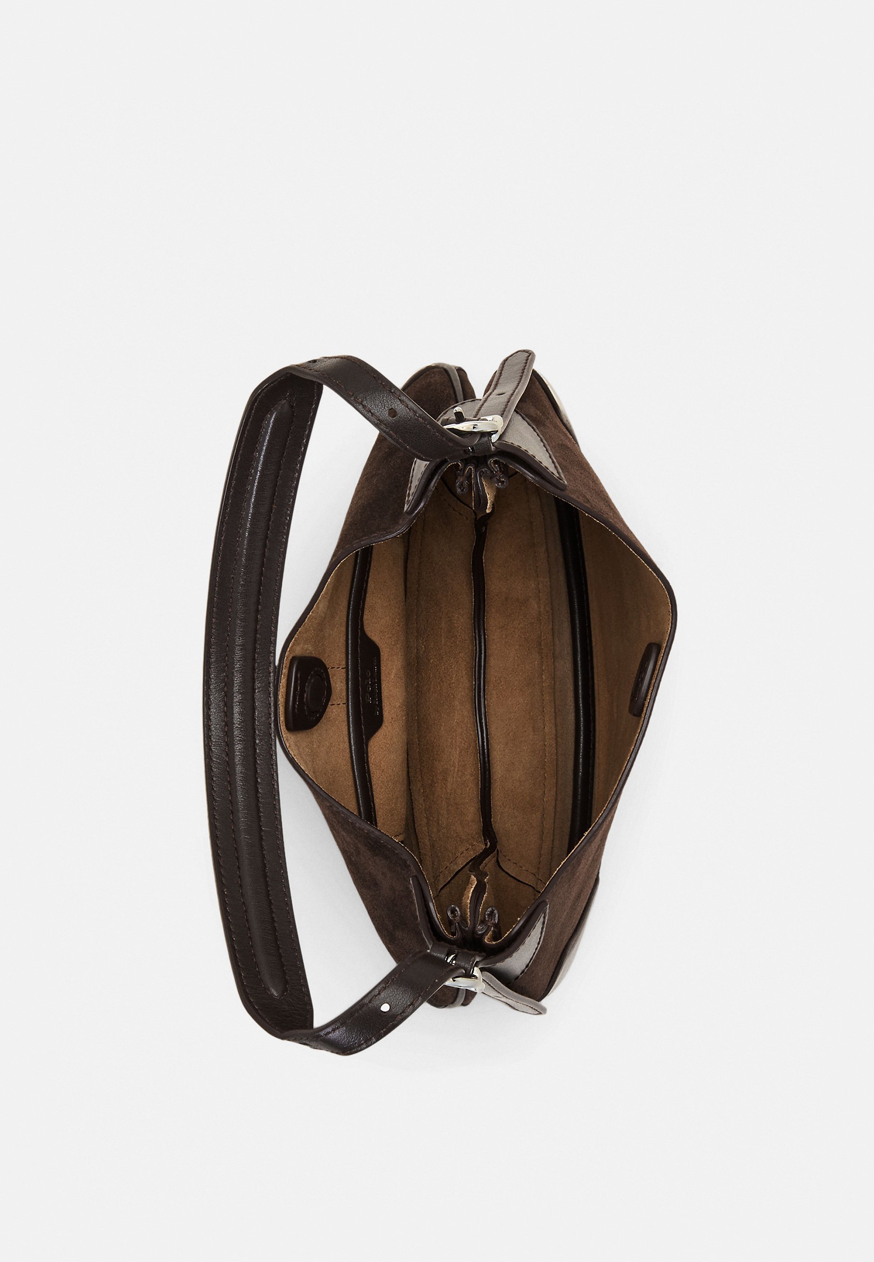 Sac bandoulière Polo Ralph Lauren POLO ID en cuir suédé - Chocolat