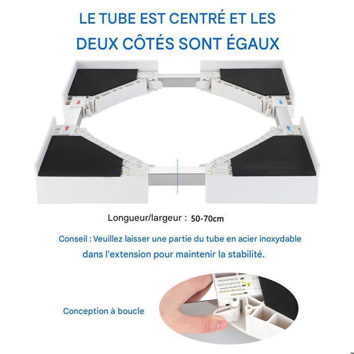 Kit de Superposition Universel-Accessoires pour Lave-linge/Sèche-linge-avec Corde à Cliquet, taille réglable(50-70cm),porteur200 kg