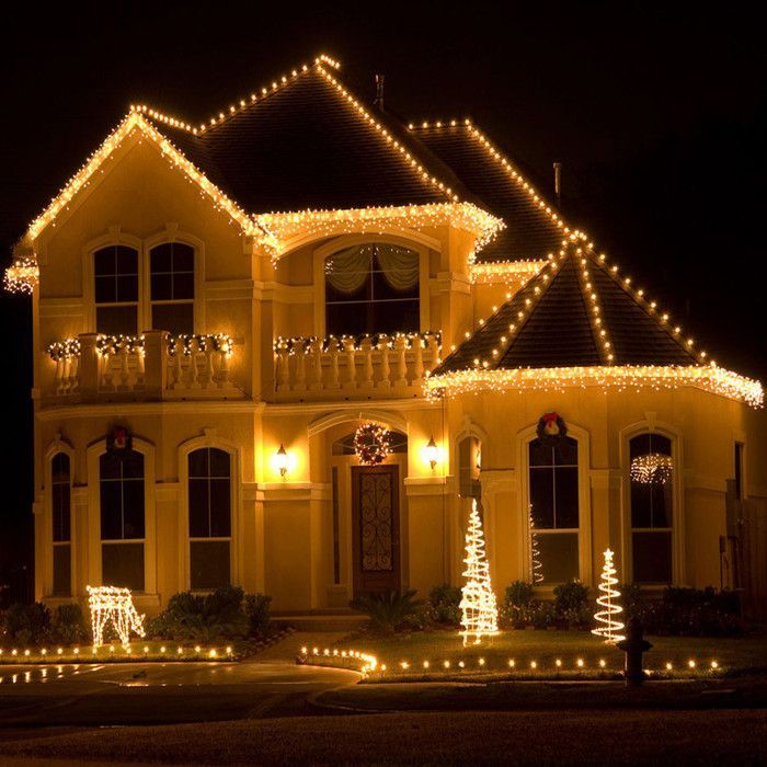 Rosnek LED-kerstverlichting voor buiten, 5 meter, 200 LED-lampjes, IP44 waterdicht, 8 standen, warm wit, voor feestjes en balkons