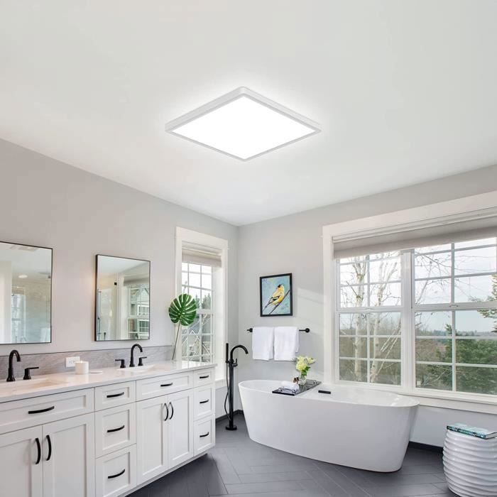 DORLINK Plafonnier LED Étanche IP50 - Design Moderne - Classe Énergétique E - Pour Salle d’Eau Cuisine Séjour