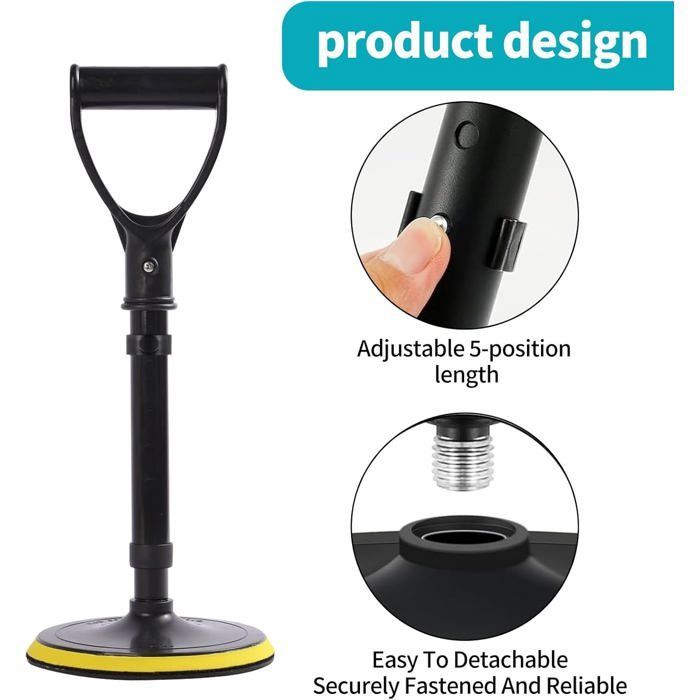 Dispositivo elevador de cama ajustable (negro), dispositivo de movilidad y elevación de suelo para personas mayores.