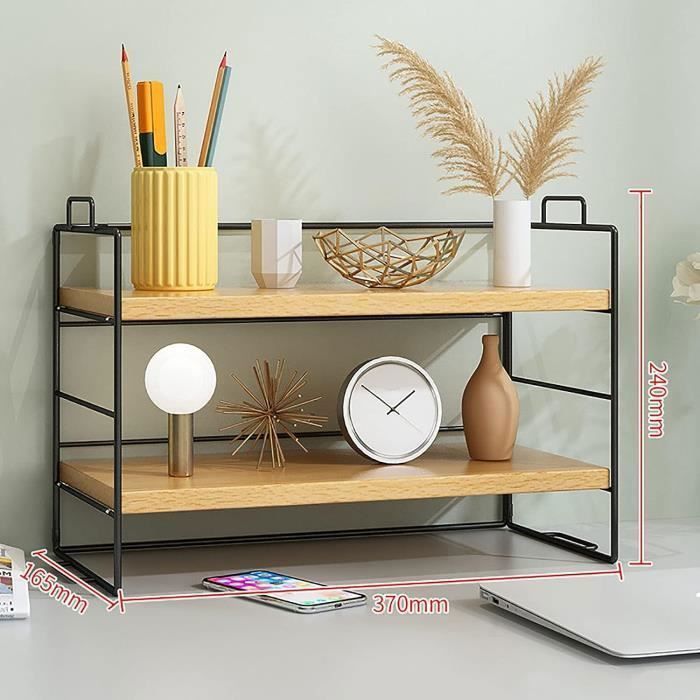 Adjustable Bookshelf, Stackable Desk Organizer, Freestanding Office Shelf, Spice Rack for Office, Bedroom, Kitchen, Balcony
