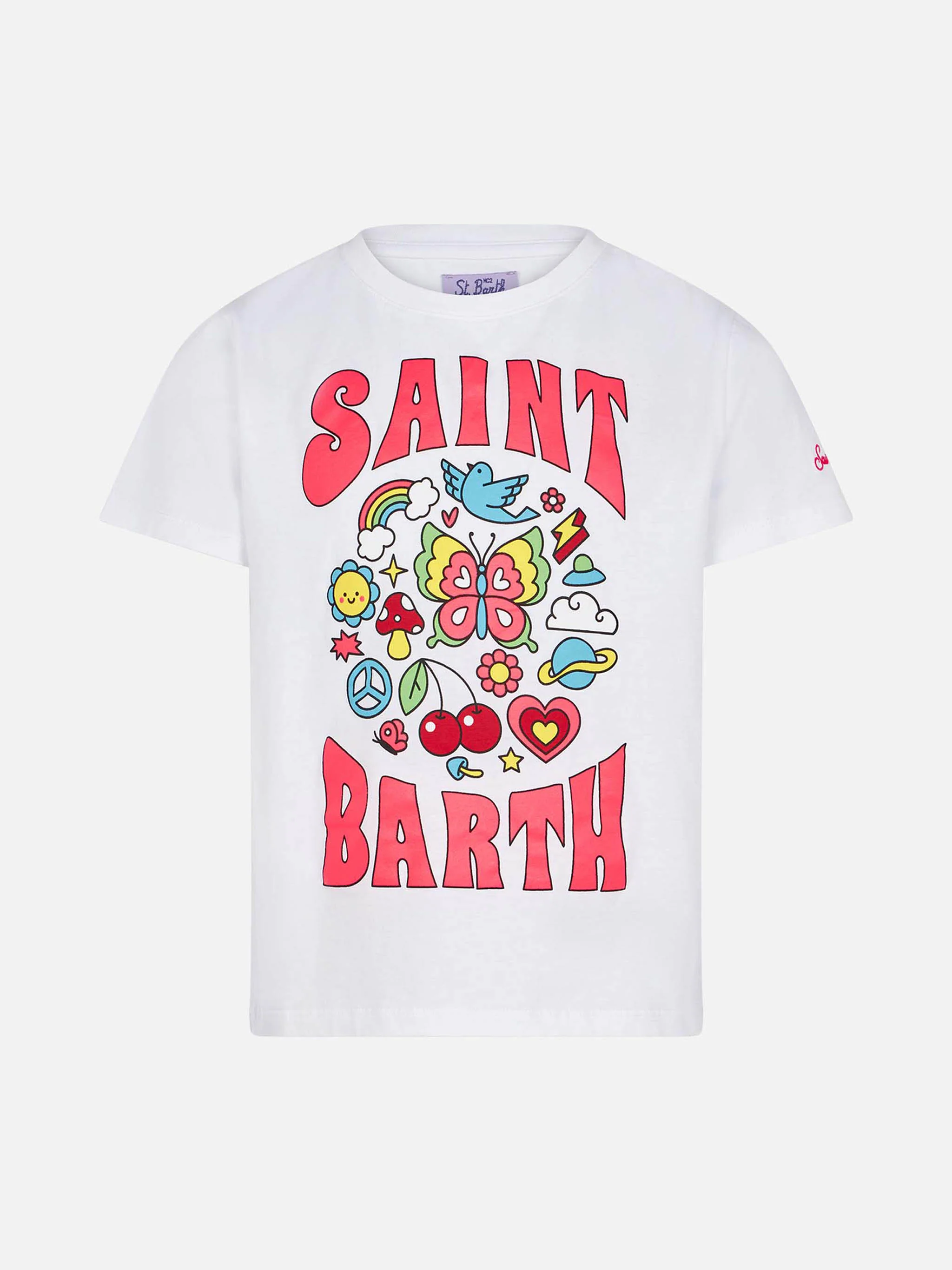 Katoenen T-shirt voor meisjes met Saint Barth-print.