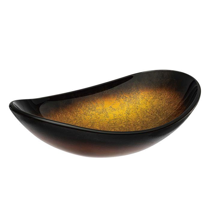 Lavabo de encimera doporro, lavabo de cristal dorado, lavabo ovalado para baño, lavabo pequeño para inodoro, 53,5 x 35,5 x 16 cm, Minerva08