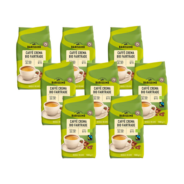 Økologisk Fairtrade Caffè Crema, 8 x 1 kg, hele bønner