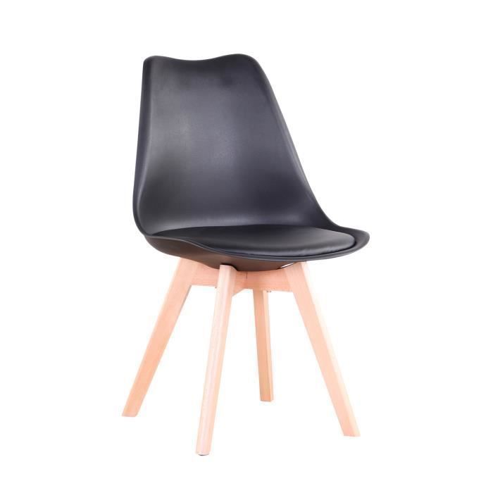 Set of 4 Chairs - DOWISDOLY - Scandinavian Chairs - Wooden Legs - Black