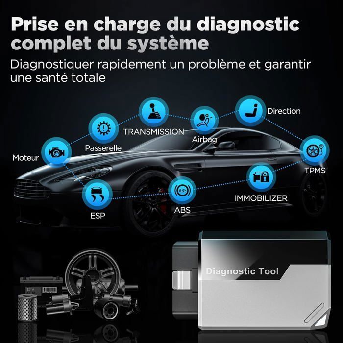 KINGBOLEN Ediag Elite OBD2 Diagnostic Français, Valise Diagnostic Auto avec Test Actif