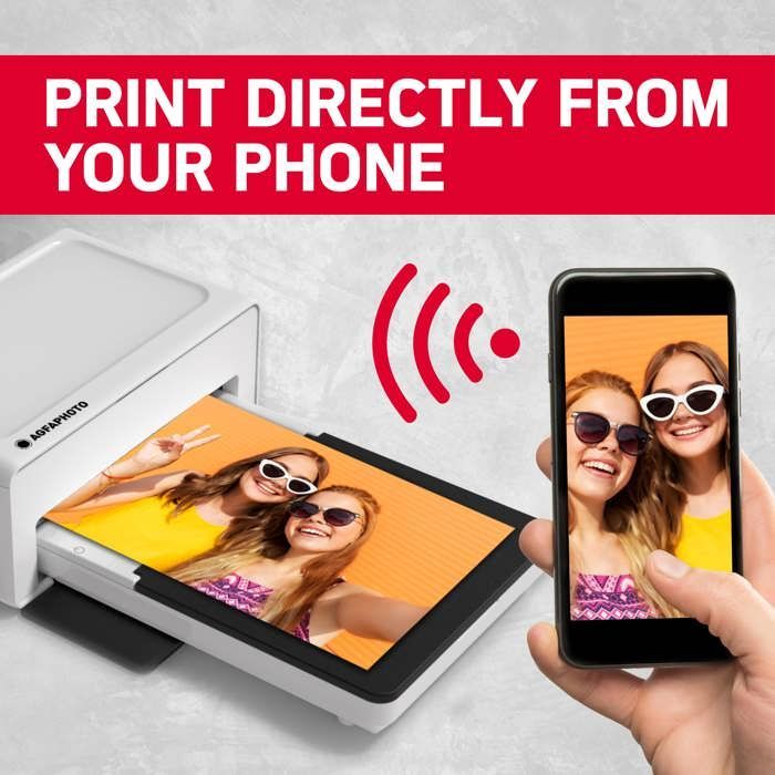 AGFA PHOTO Pack Imprimante Realipix Moments + Cartouches 120 photos - Impression Bluetooth Photo 10x15 cm Smartphone - Blanc