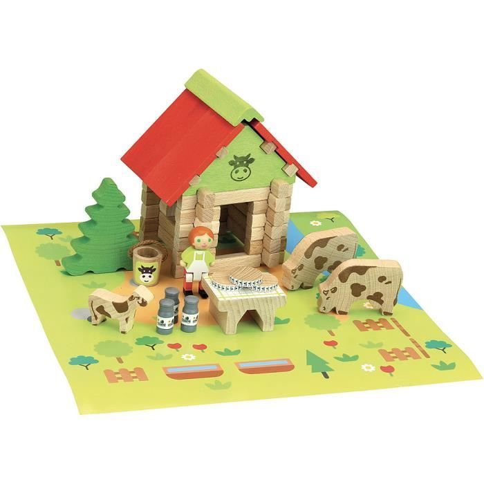 Houten bouwset - JEUJURA - Het Huis van de Graaf - 50 onderdelen - Rood - Meerkleurig - Unisex