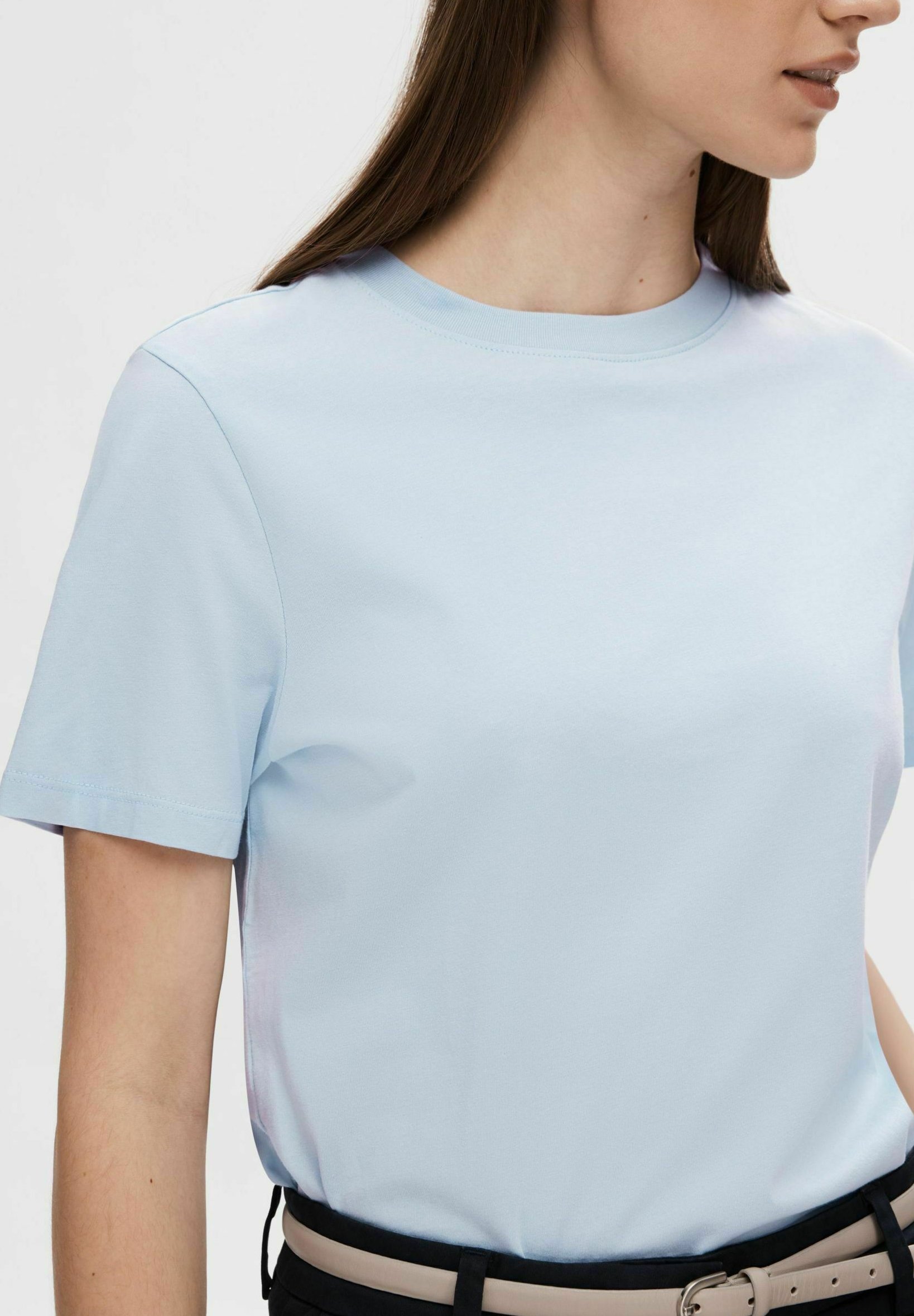 Selected Femme SLFMYESSENTIAL Rundhalsausschnitt - Basic-T-Shirt - Kaschmirblau