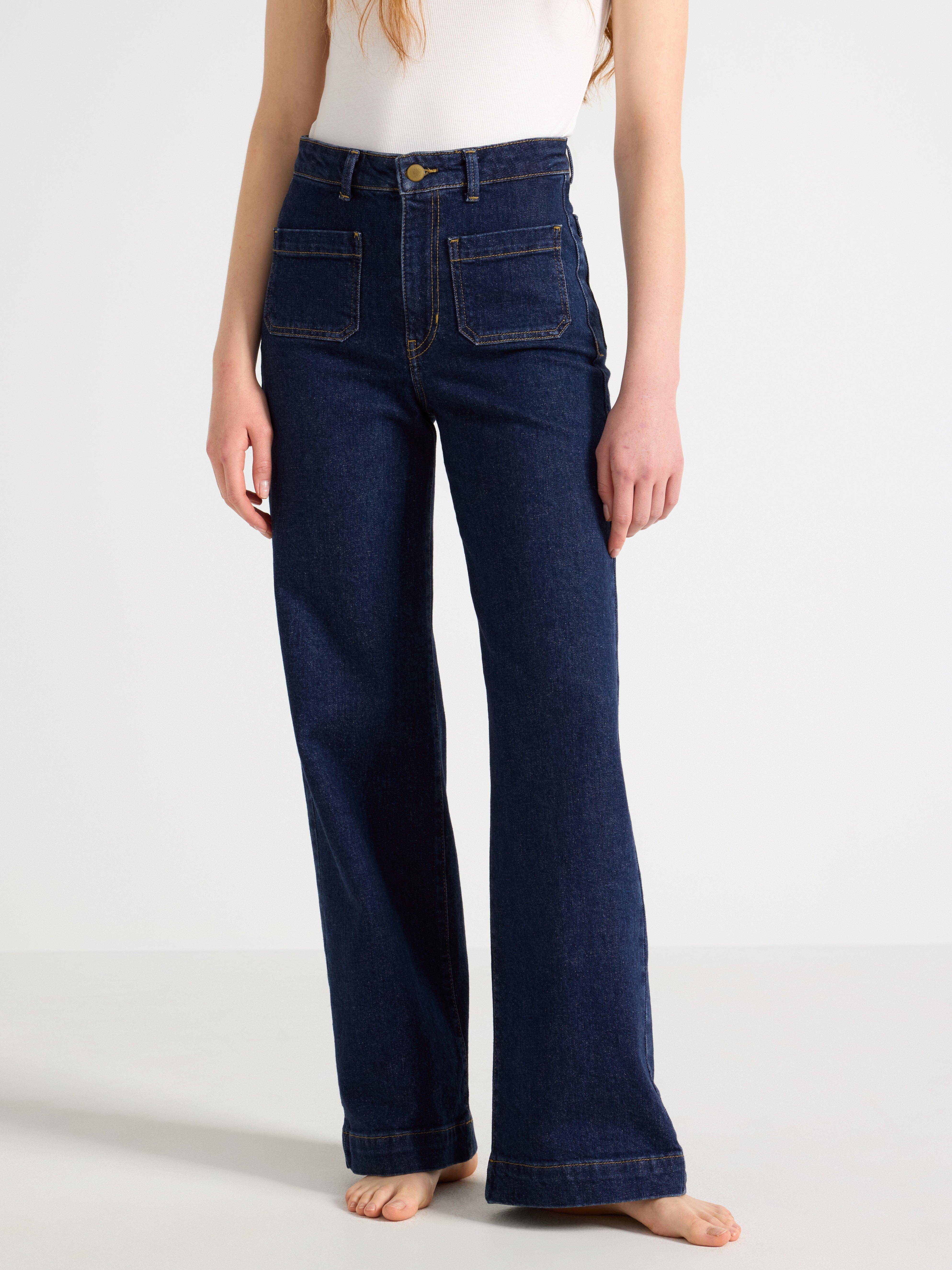 VIDE jeans med lett stretch i mørk denim