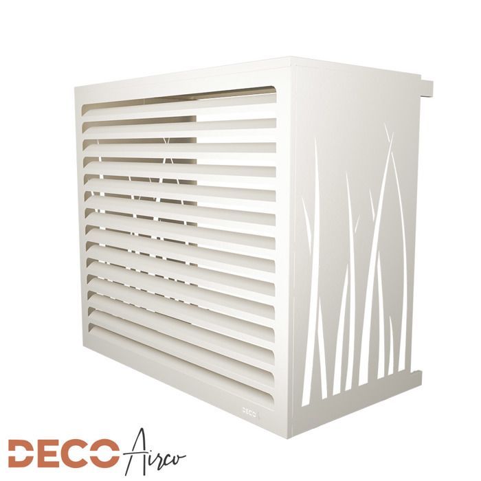 DECOAIRCO - Metalen buitenhoes voor airconditioner - Beschermhoes voor airconditioner, warmtepomp of buitenunit - Maat L - Crème wit