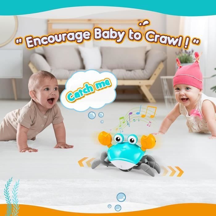 Granchio che cammina, giocattolo per bambini da 1 a 2 anni, giocattolo musicale per l'apprendimento precoce, giocattolo per bambini da 3 a 6 mesi, idea regalo per un bambino di 1 anno o per il suo primo compleanno.