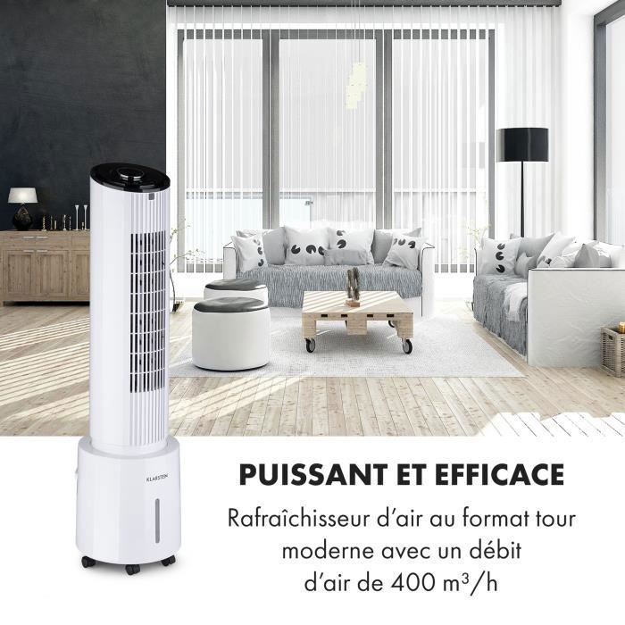 Enfriador de aire tipo cascada Klarstein - Ventilador, humidificador, purificador - Blanco