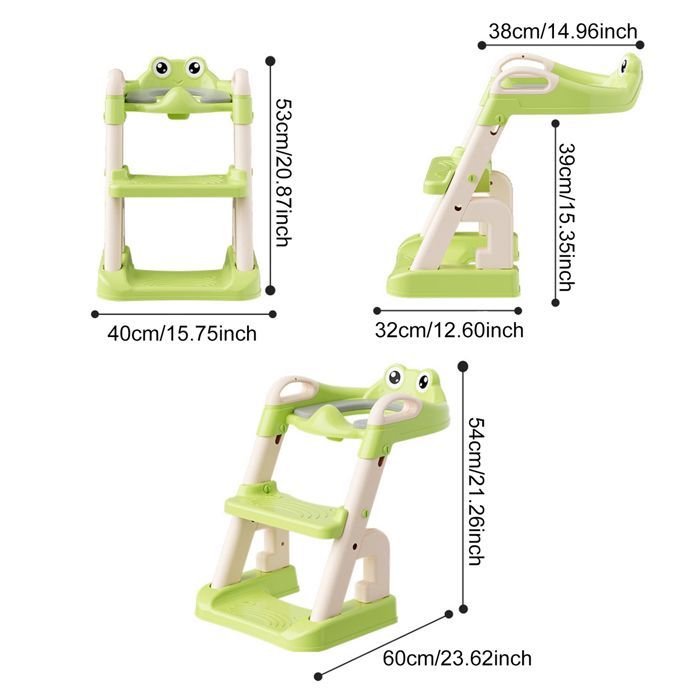 CREMLANK Reducteur WC pour enfant - 2 positions réglables - en PVC imperméables - VERT - 40*60*54CM