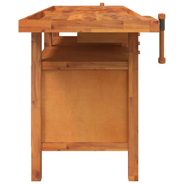 Banco de trabajo vidaXL con cajones y tornillos de banco 192x62x83 cm Madera maciza de acacia 153326