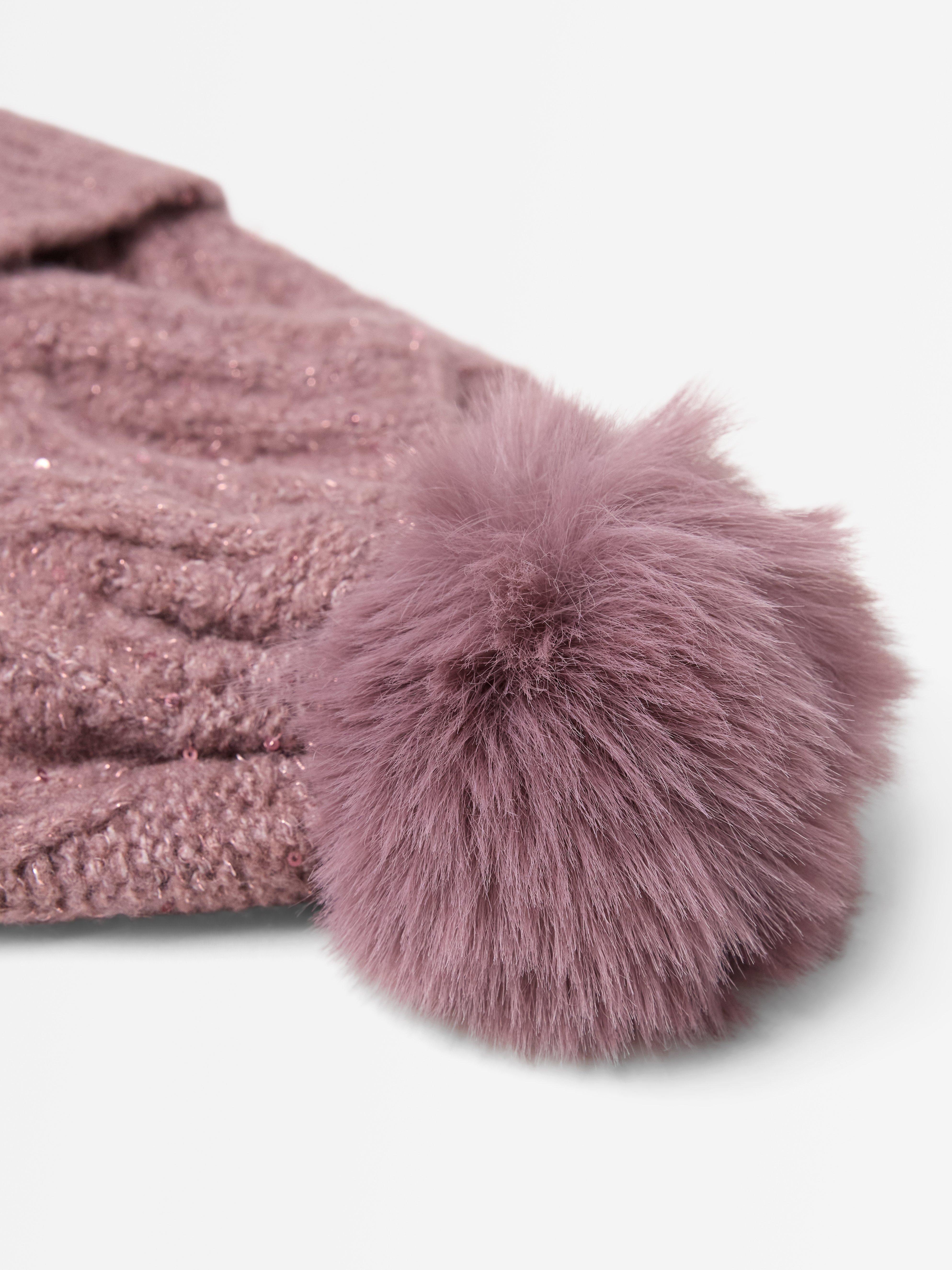 Bonnet tricoté Lilas poudré