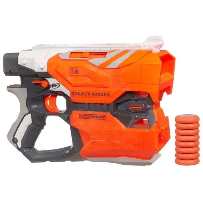 Pistolet Lance-Disques - NERF - Diatron - Tir 2 disques à la fois - Recharge rapide - 8 disques inclus