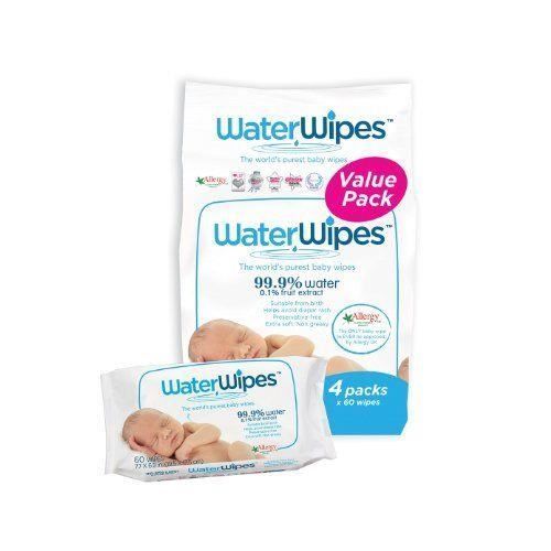 Salviette umidificate per neonati - WaterWipes - Confezione da 4 - 240 salviette - Ipoallergeniche - Unisex - Bianche