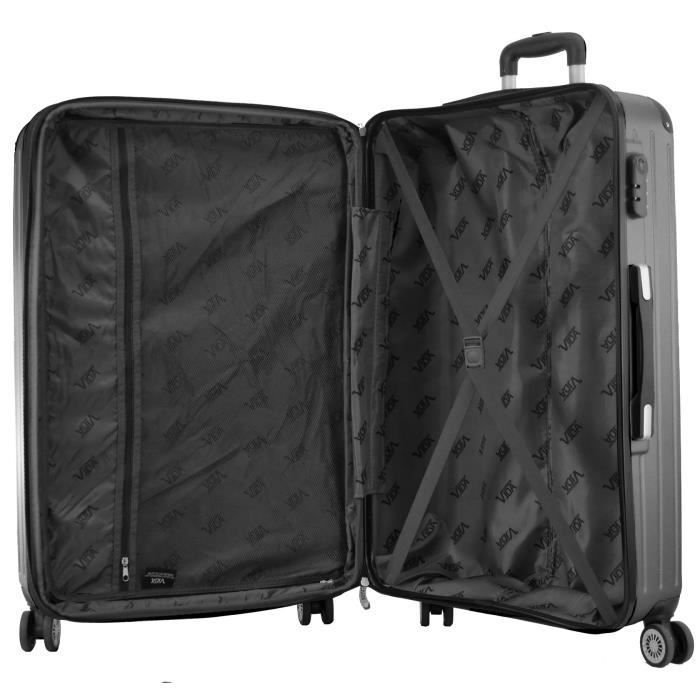 VIDA VR610B Hård resväska med dubbla hjul - Mycket prisvärt (Svart, S - Liten - 40L - 54x34x22cm - 2,3kg)