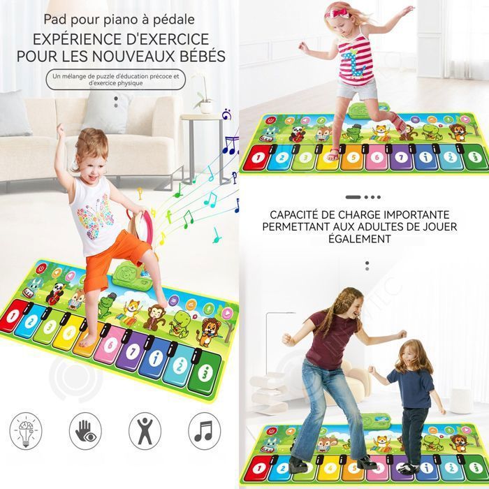 Alfombra de piano INN con 4 modos y 8 instrumentos musicales, alfombra de piano musical para niños, alfombra de teclado para el suelo, juguetes para niños pequeños.
