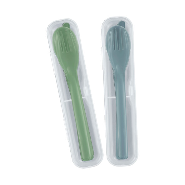 Ontbijtbekerset voor onderweg, blauw en groen