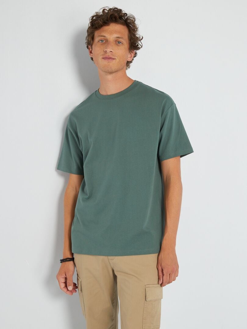 Camiseta lisa de malha - verde acinzentado