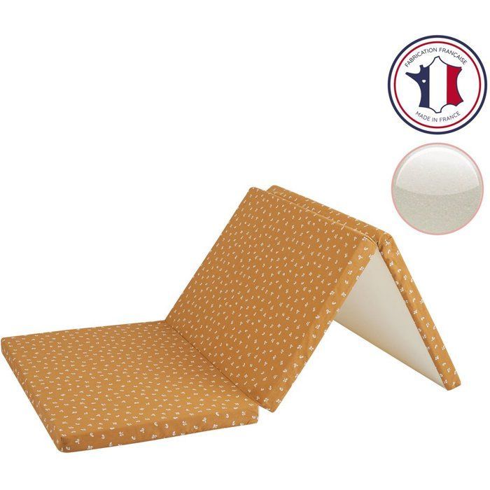 Matelas de voyage - 120 x 60 cm - Ep. 4 cm - Pliant - Camel - CANDIDE