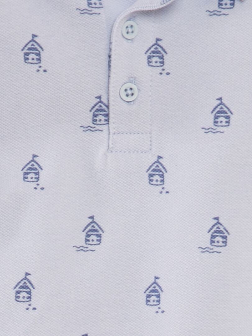 Bedrukt katoenen piqué poloshirt - BLAUW