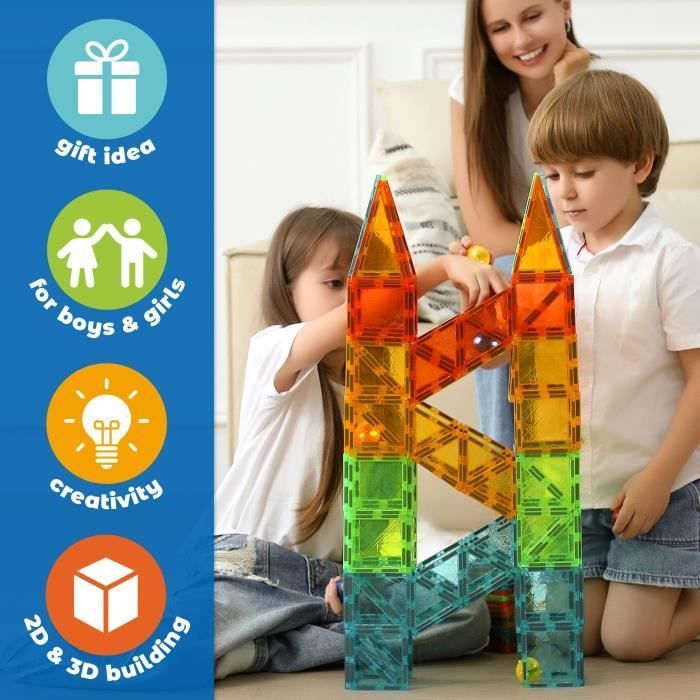 Magnetische tegels - GEOMAG - Tegels Gems 4101 - 32 stuks - Geometrische vormen - Kristaleffect