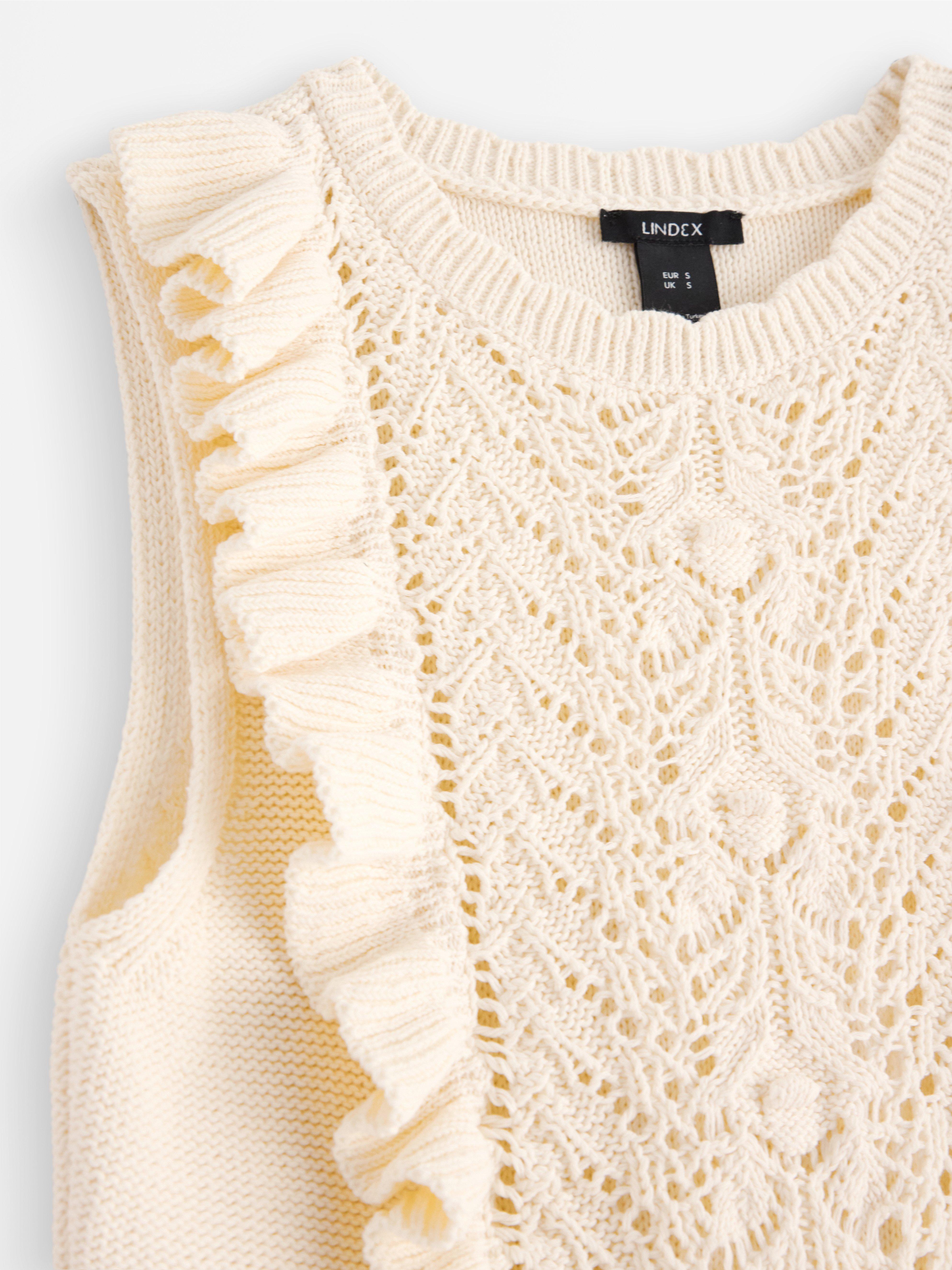 Gilet tricoté blanc cassé