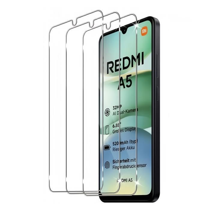 Set van 3 gehard glazen schermbeschermers voor Xiaomi Redmi A5 4G - Transparant - Krasbestendig - Ultrabestendig (hardheid 9H)