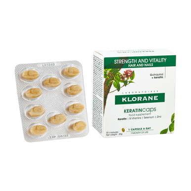 Klorane Keratinkapsler Styrke og Vitalitet Hår og Negler Oral Keratin Anti-Hårtap Kapsler 30 kapsler