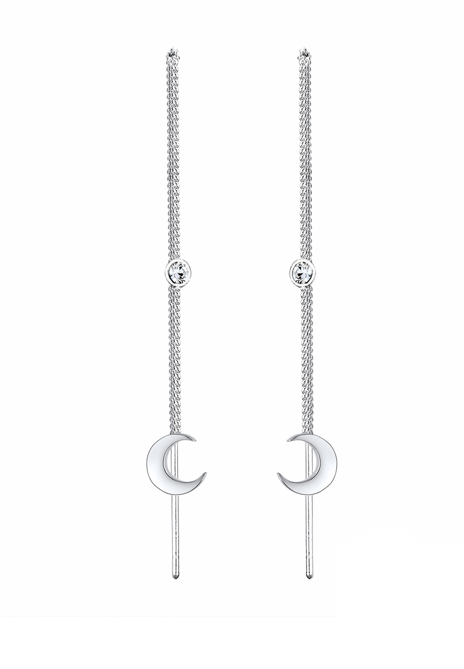 Elli Femmes Pendentif d'oreilles Demi-lune Astro avec Cristal en Argent Sterling 925
