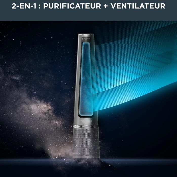 Ventilador purificador Rowenta, potente, silencioso, oscilante, 12 velocidades QU5030F0