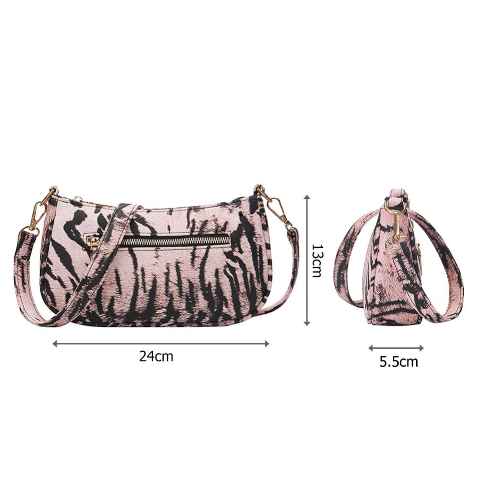 Borse a tracolla casual da donna con motivo animalier, borsa a spalla in pelle PU, pochette da giorno con cerniera.
