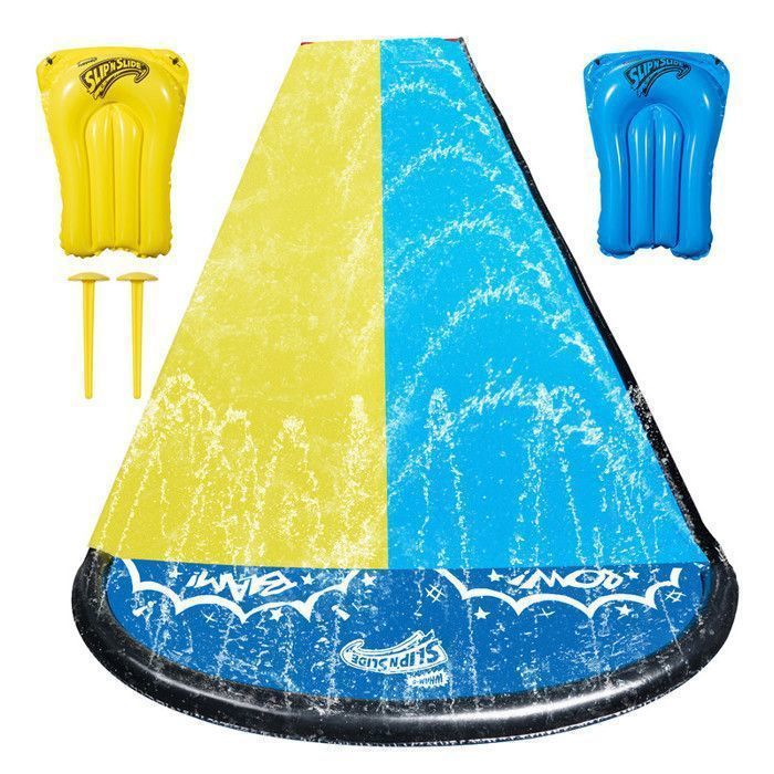 Wham-O Slip N Slide Double Wave Rider 548.6cm Water Slide - Slide Mat with 2 Inflatable Boards - Children 5-12 Years