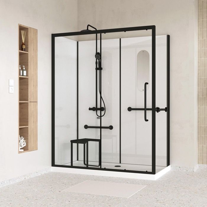 Mampara de ducha segura y accesible de 160x85x220cm - Grifo termostático