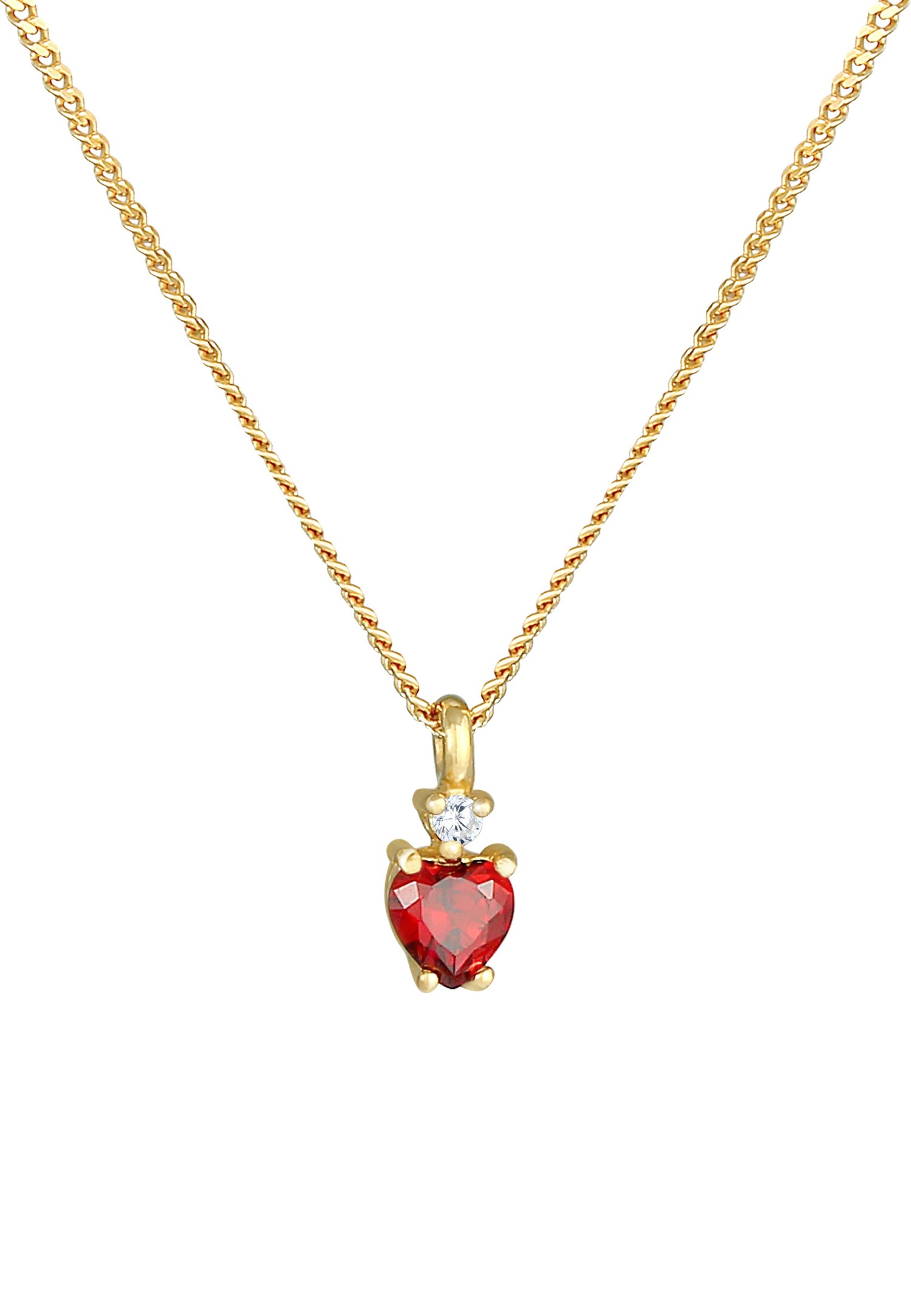 Elli Pendentif coeur pour femme Love Bond Red avec cristaux en argent sterling plaqué or 925
