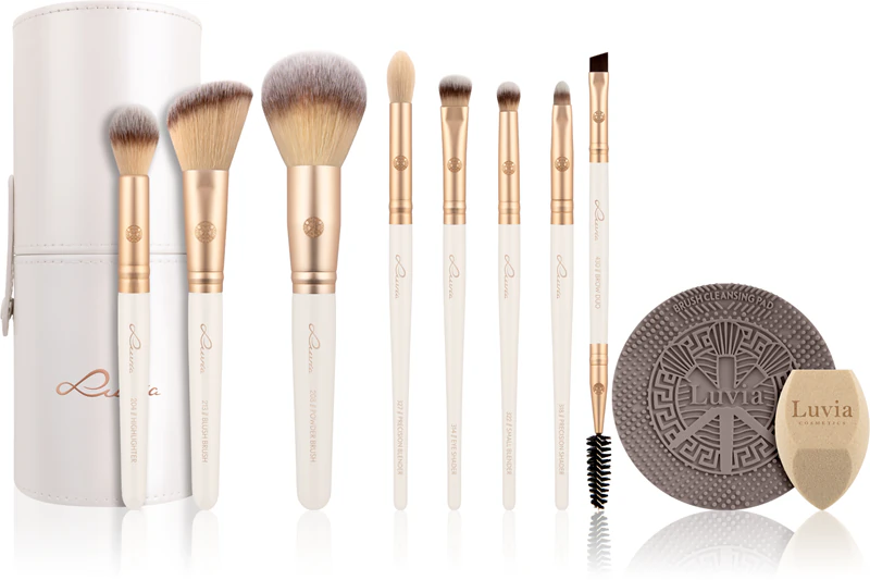Conjunto de Pincéis Veganos Prime da Luvia Cosmetics com Estojo