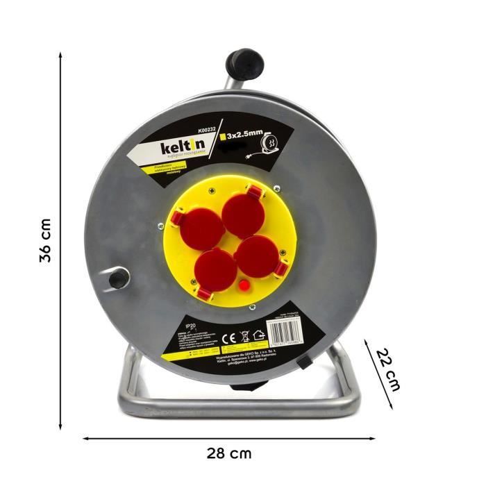 Electric cable reel - MON MOBILIER DESIGN - 4 sockets - 50 m - IP20 - H05VV-F 3G 2.5 mm²