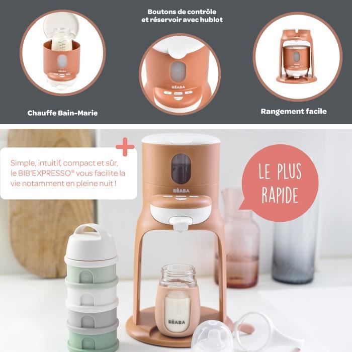 BÉABA - Bib'Expresso - Calentador de biberones/ropa - Temperatura exacta - Instantáneo - Baño María - Terracota
