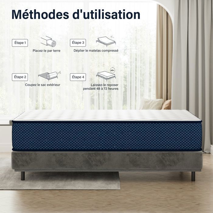 Colchón de 140x200 cm, 30 cm de grosor, firme, 7 zonas de confort con espuma viscoelástica adaptativa, reversible, soporte perfecto, DEWINNER