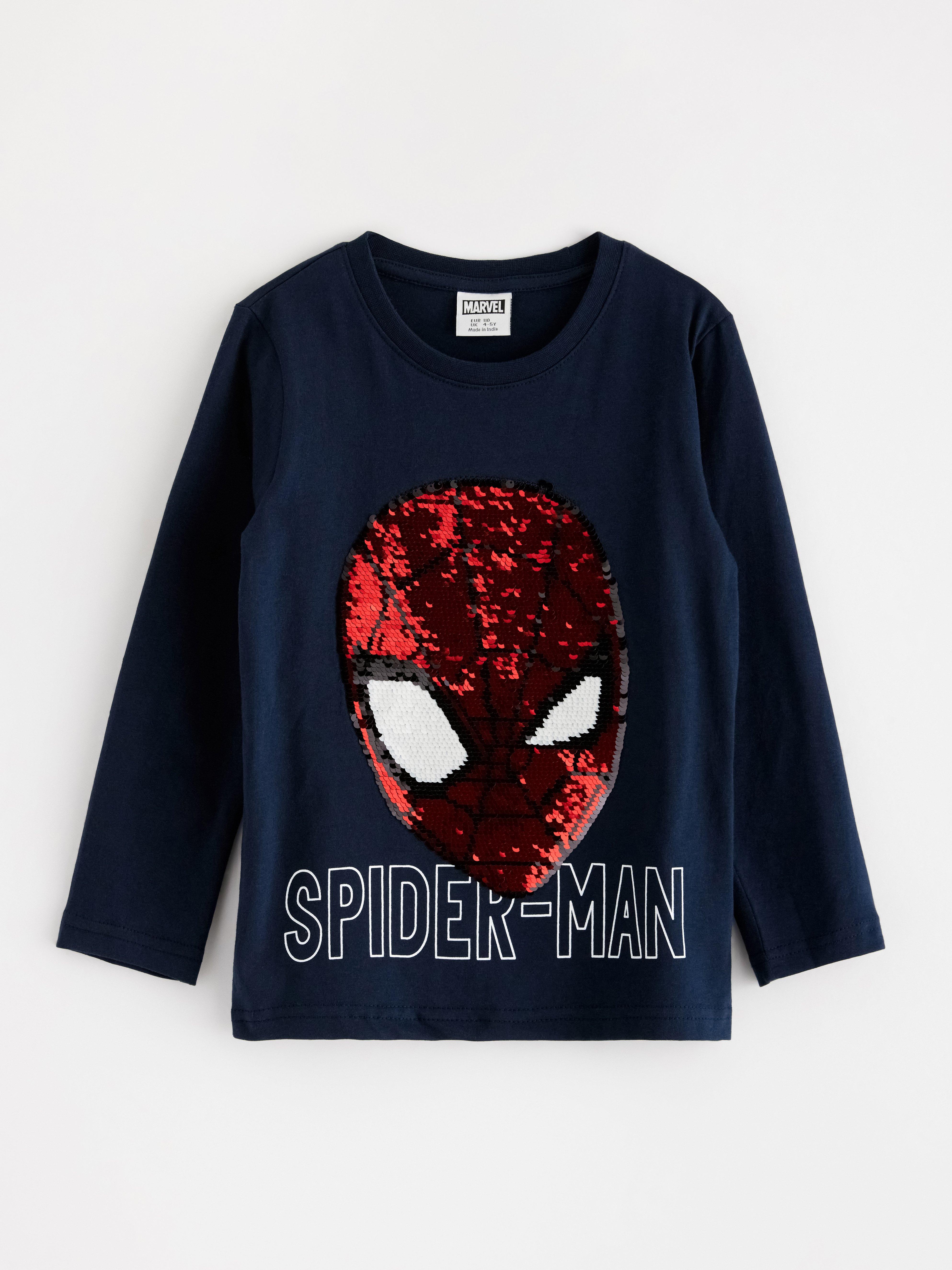 Camiseta de manga comprida do Homem-Aranha na cor azul marinho escuro