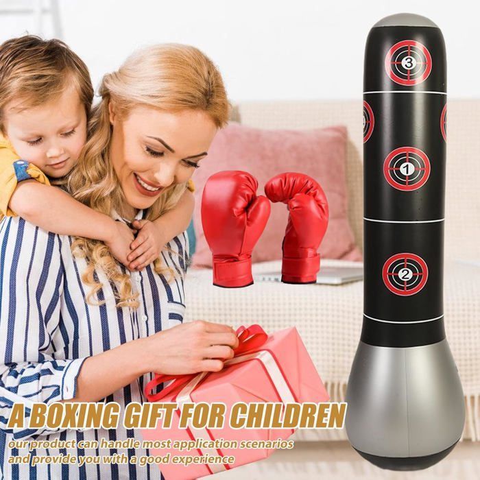 Children's Punching Bag, 150cm Freestanding Punching Bag, with Boxing Gloves and Pump for Training
