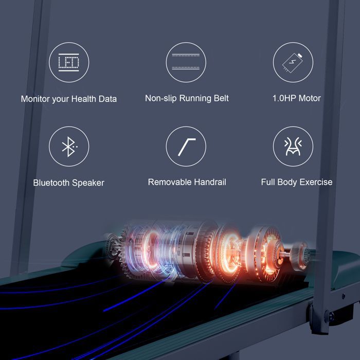 HOMVRA Tapis de Course 2 en 1 Pliable, Vitesse 1-6km/h, avec Écran LED, Fonction Bluetooth, Support Téléphone, Noir